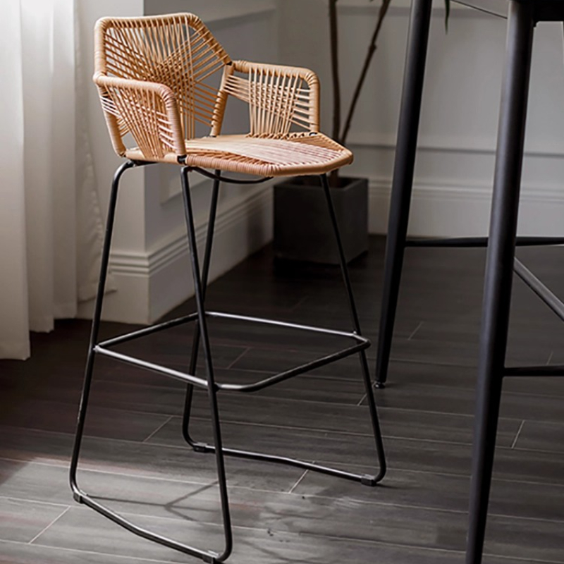 Home Bar Lounge - Scandinavian Rattan Bar Stool Handwoven High