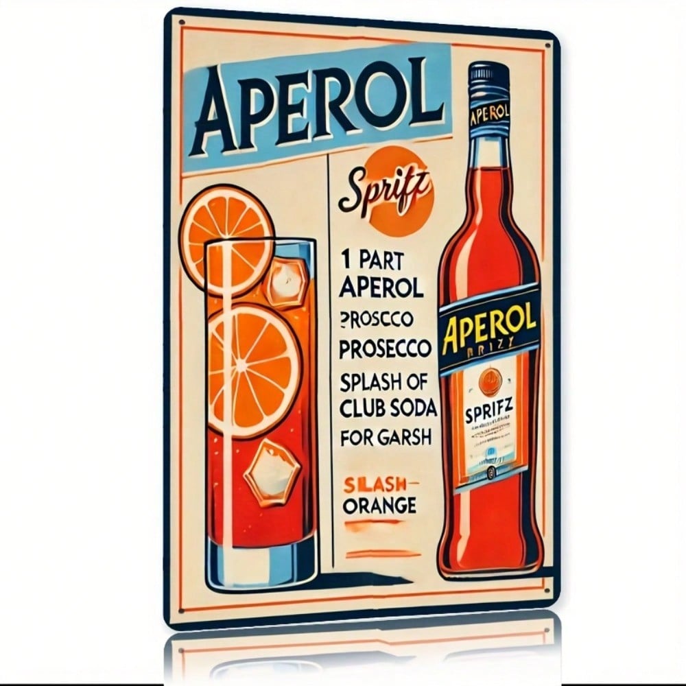 Home Bar And Kitchen - Vintage Aperol Spritz Metal Sign, Retro