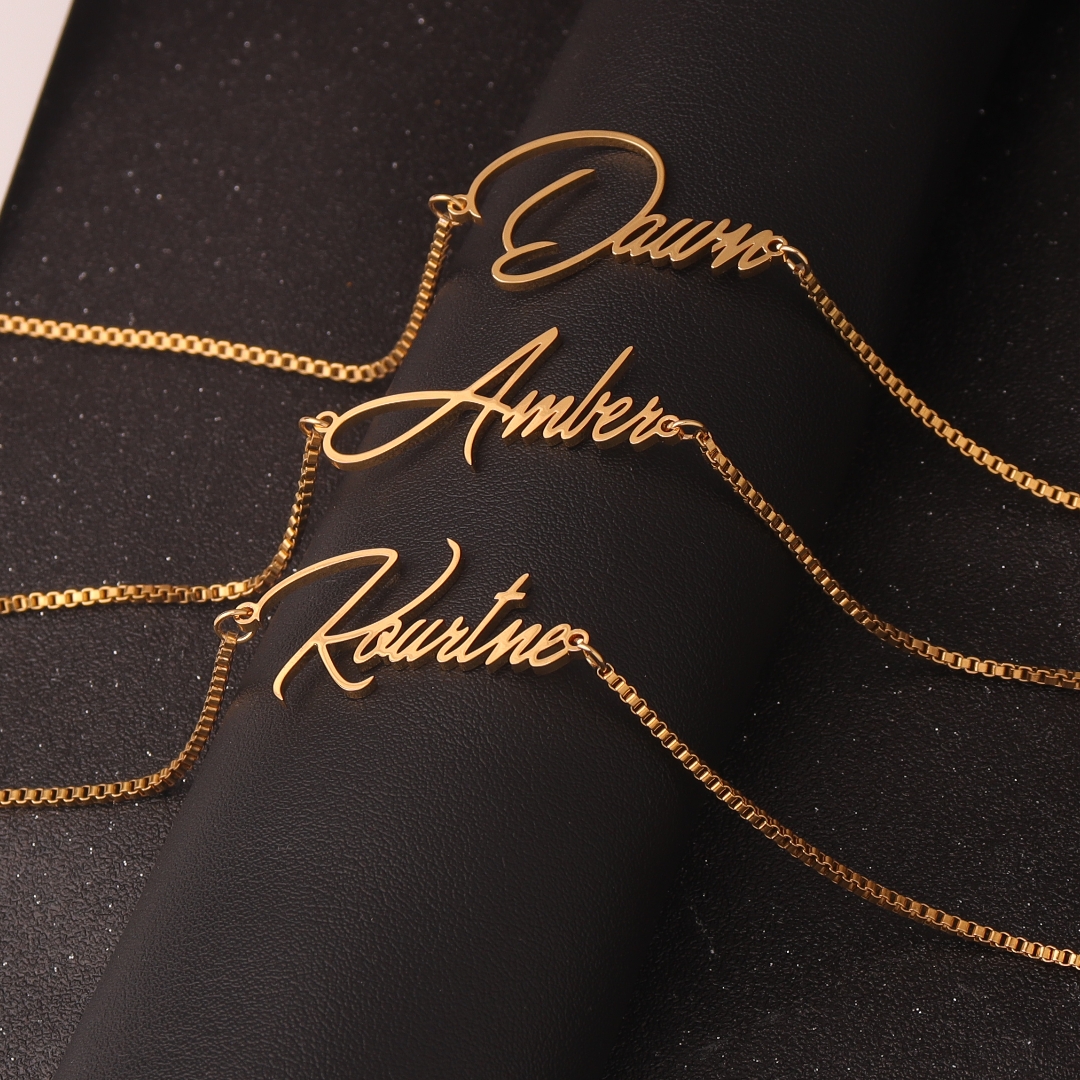 Bar Cart Gold - Personalised Gold Name Necklace with Box