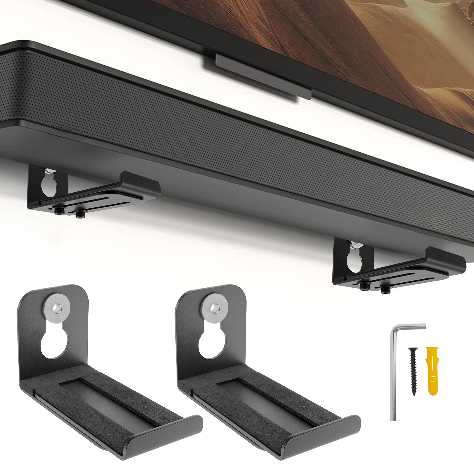 Home Bar Shelf - 2Pcs Soundbar Speaker Stands Wall Mount