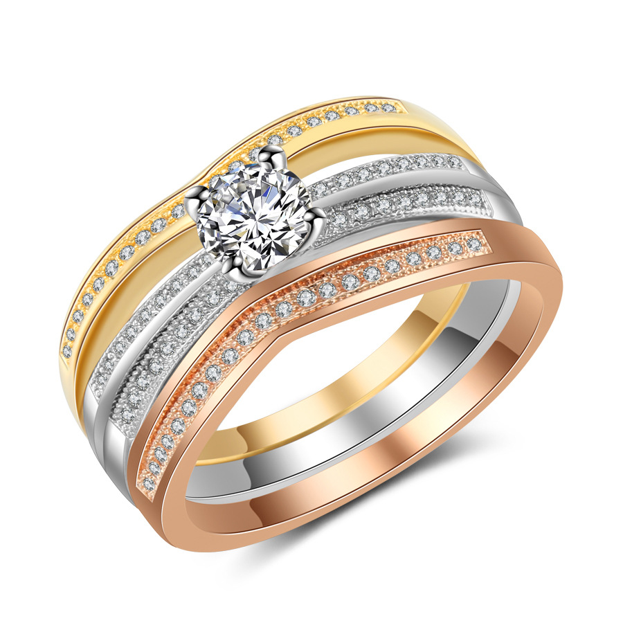 18K Multi Gold Ring 3pc Set fo - Bar Cart Gold のレビューと価格