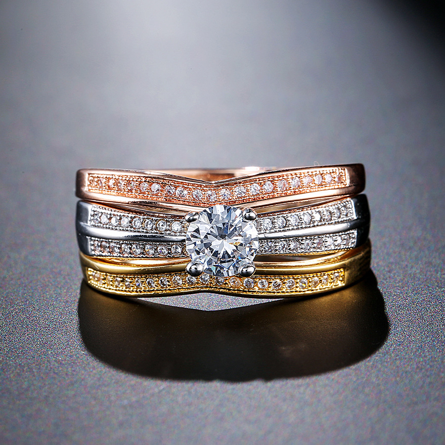 18K Multi Gold Ring 3pc Set fo - Bar Cart Gold のレビューと価格