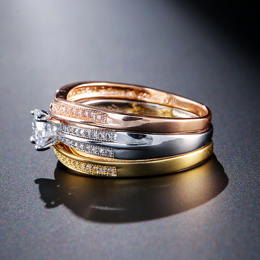 18K Multi Gold Ring 3pc Set fo - Bar Cart Gold のレビューと価格