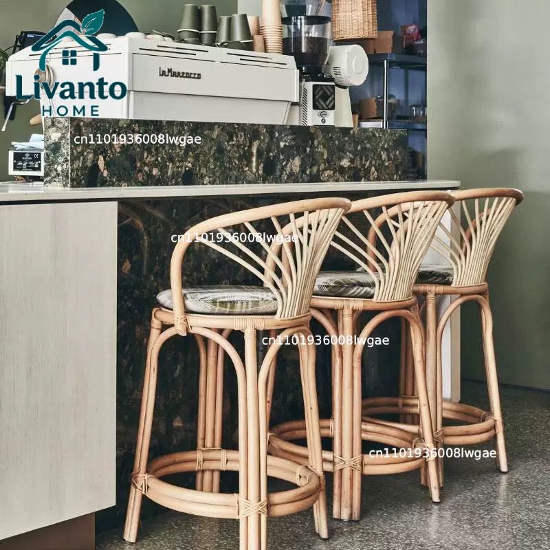Natural Rattan Bar Stools with - Home Bar Seating のレビューと価格