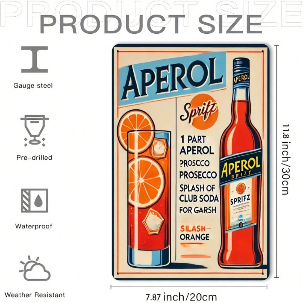 Vintage Aperol Spritz Metal Si - Home Bar And Kitchen のレビューと価格