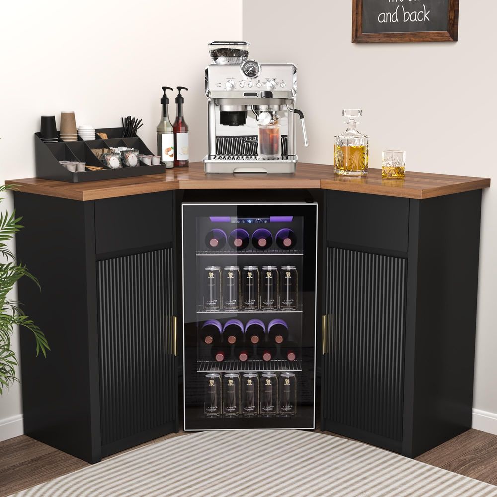Corner Bar Cabinet with Fridge - Home Bar And Fridge のレビューと価格