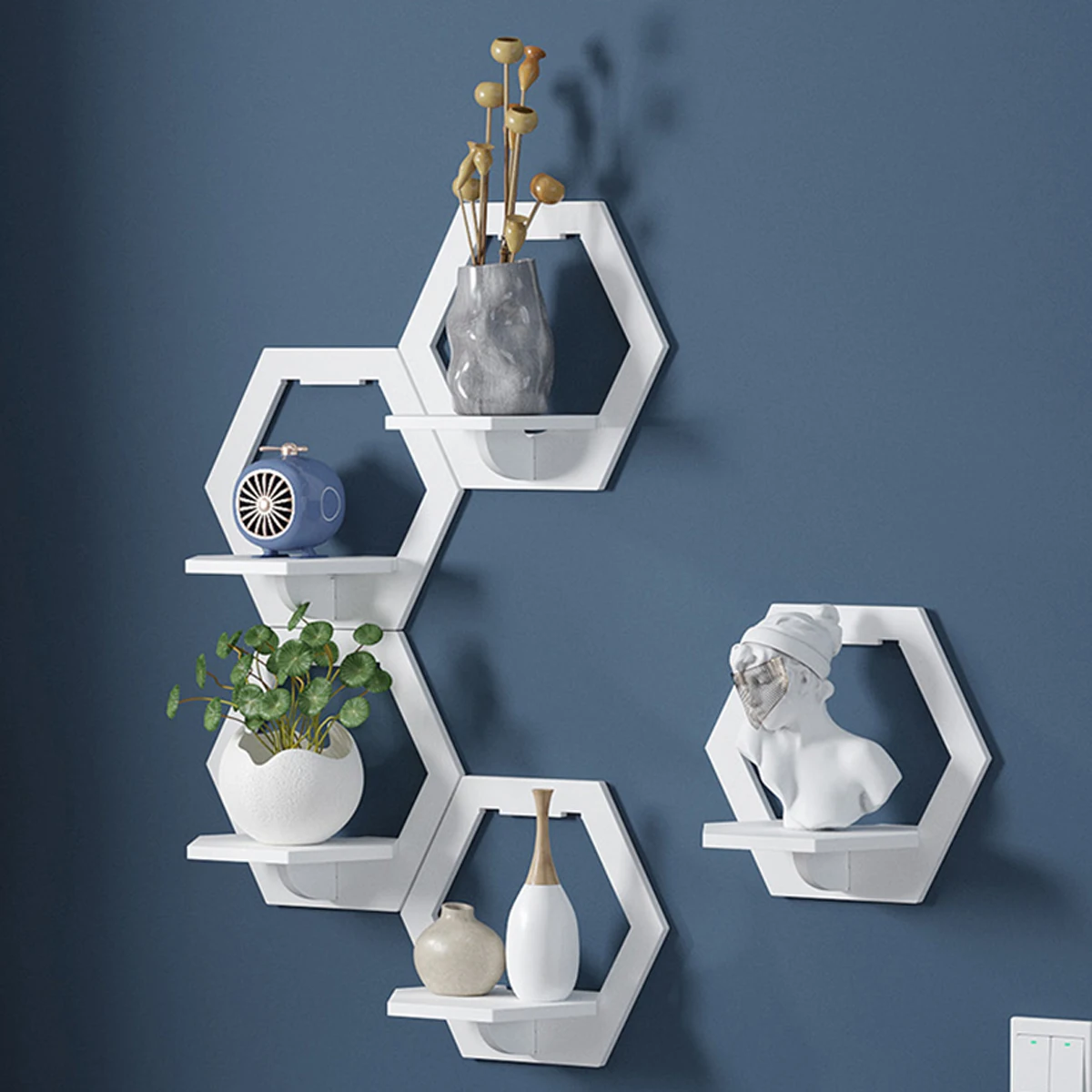 3Pcs Hexagon Wall Shelf Punch  - Home Bar Shelf のレビューと価格