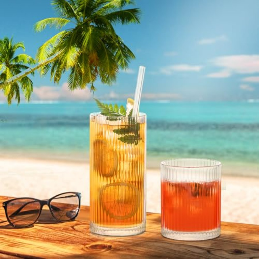 12Piece Ribbed Glassware Set w - Highball Glass Set のレビューと価格