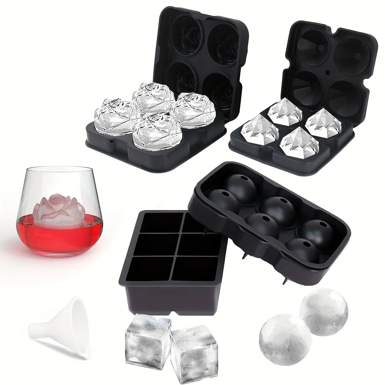 1pc 3D Rose Ice Cube Mold, Squ - Ice Mold Sphere のレビューと価格