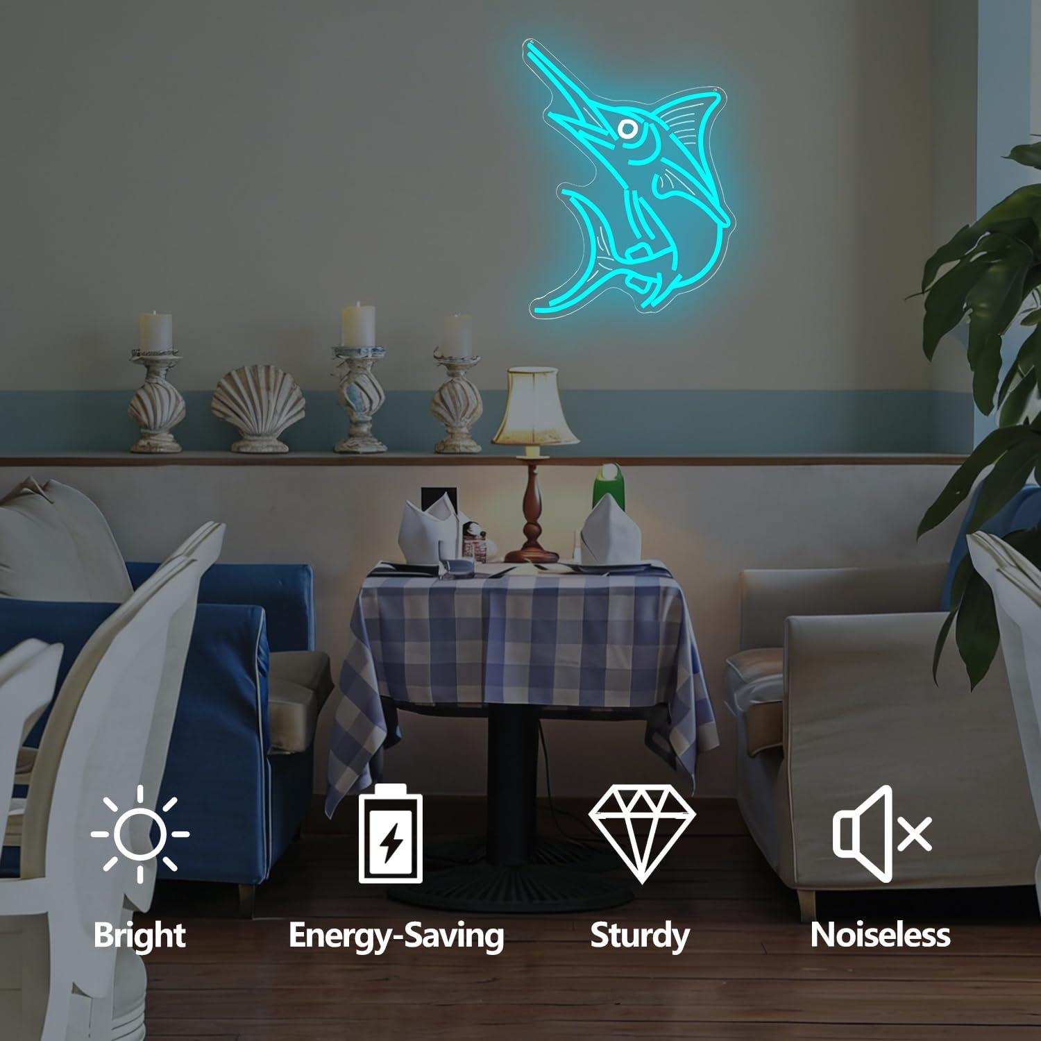 Marlin Fish Neon Sign Deep Sea - Home Bar Signs のレビューと価格