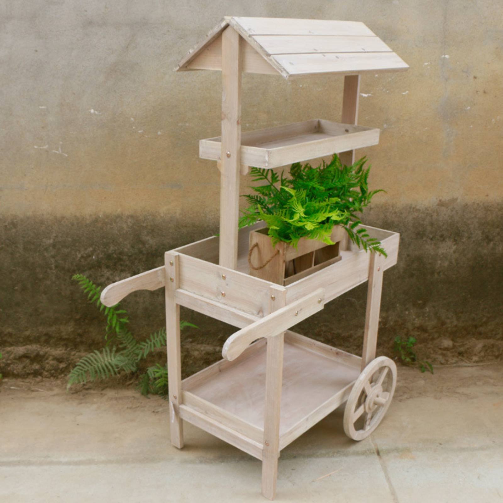 Rustic Display Trolley Wheeled - Home Bar Shelf のレビューと価格