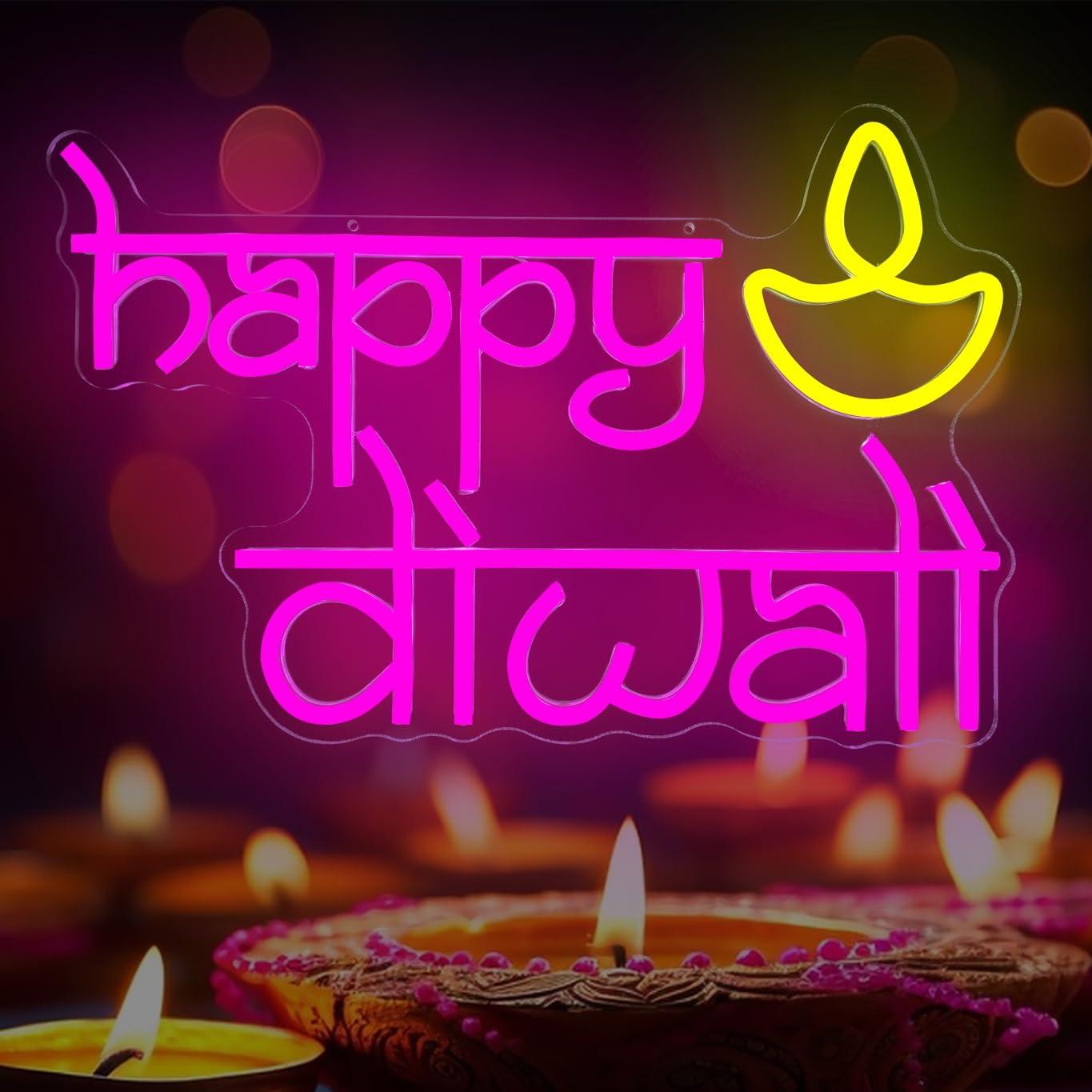 Happy Diwali Neon Sign USB Pow - Home Bar Signs のレビューと価格