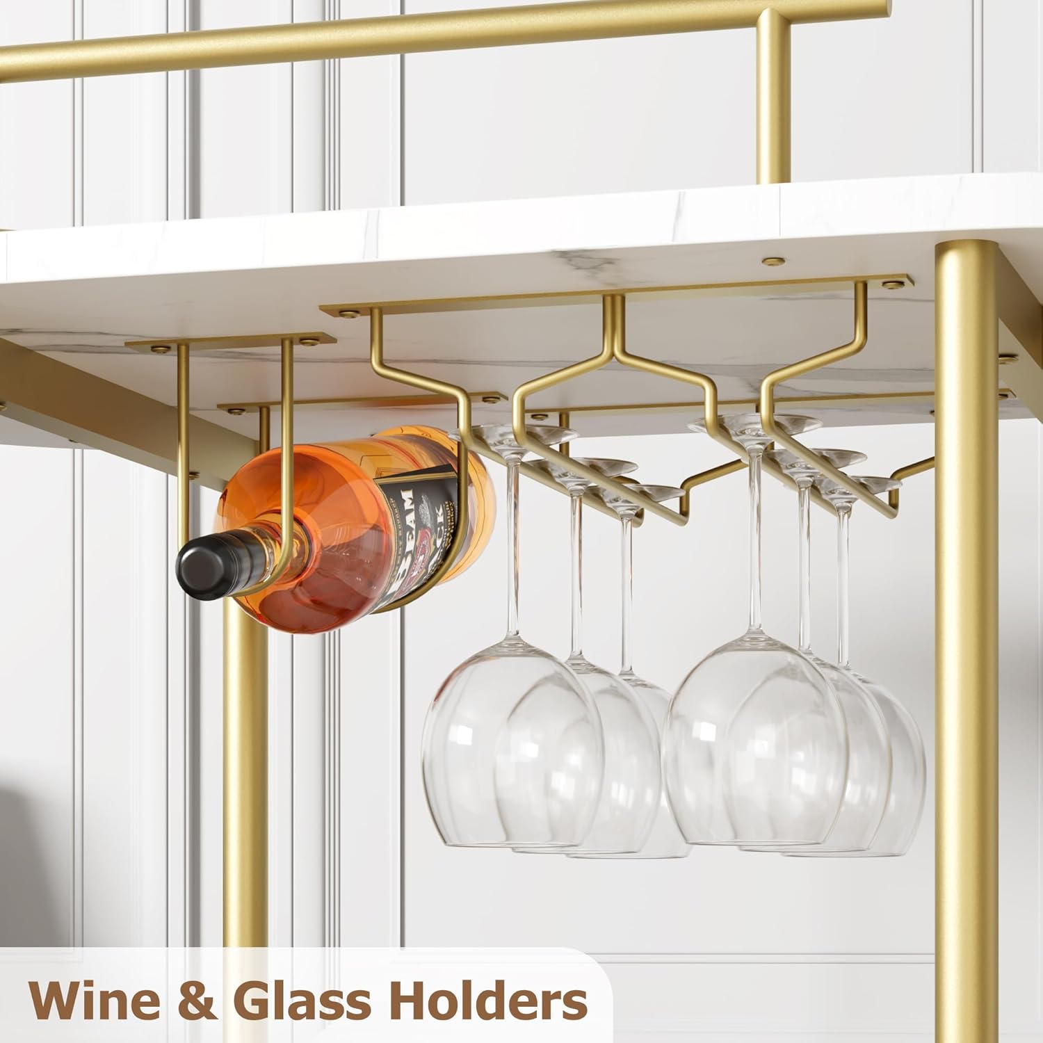 Gold Bar Carts with 4-Tiers St - Bar Cart Gold のレビューと価格