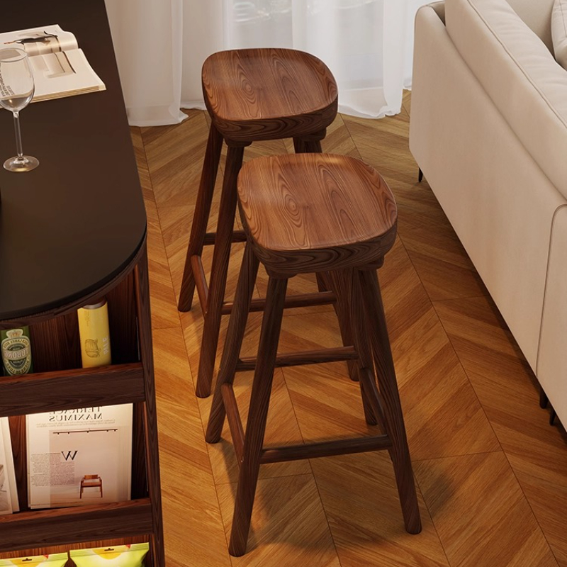 Solid Wood Curved Bar Stool Hi - Home Bar Seating のレビューと価格
