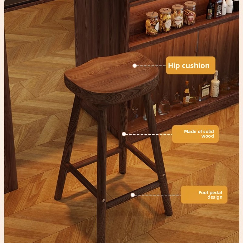 Solid Wood Curved Bar Stool Hi - Home Bar Seating のレビューと価格