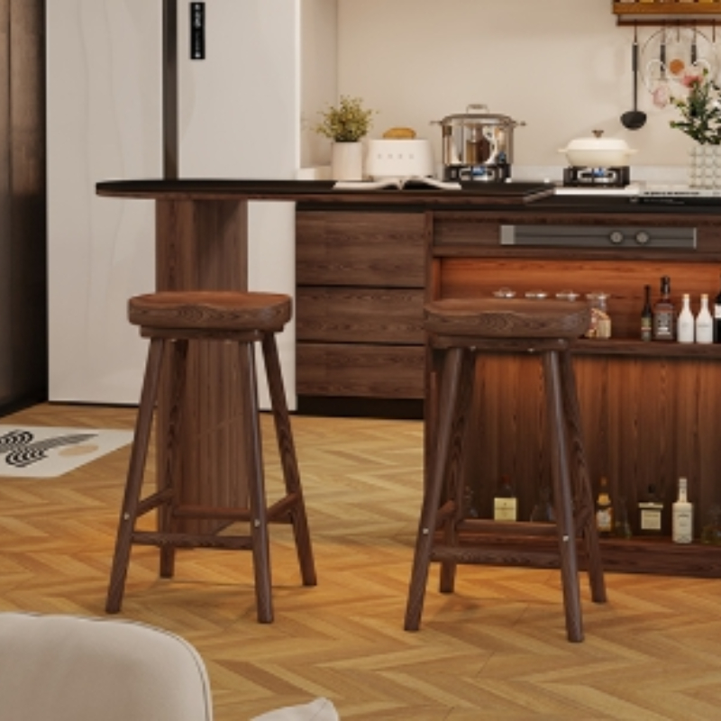 Solid Wood Curved Bar Stool Hi - Home Bar Seating のレビューと価格