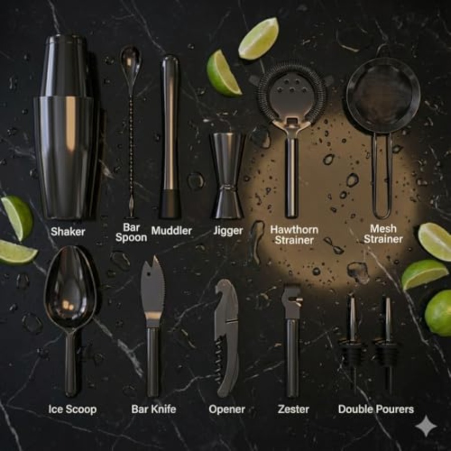13-Piece Gunmetal Black Stainl - Boston Shaker Set のレビューと価格