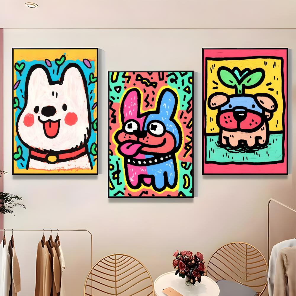 Lovely Colorful Dog Poster Pap - Home Bar And Theater のレビューと価格