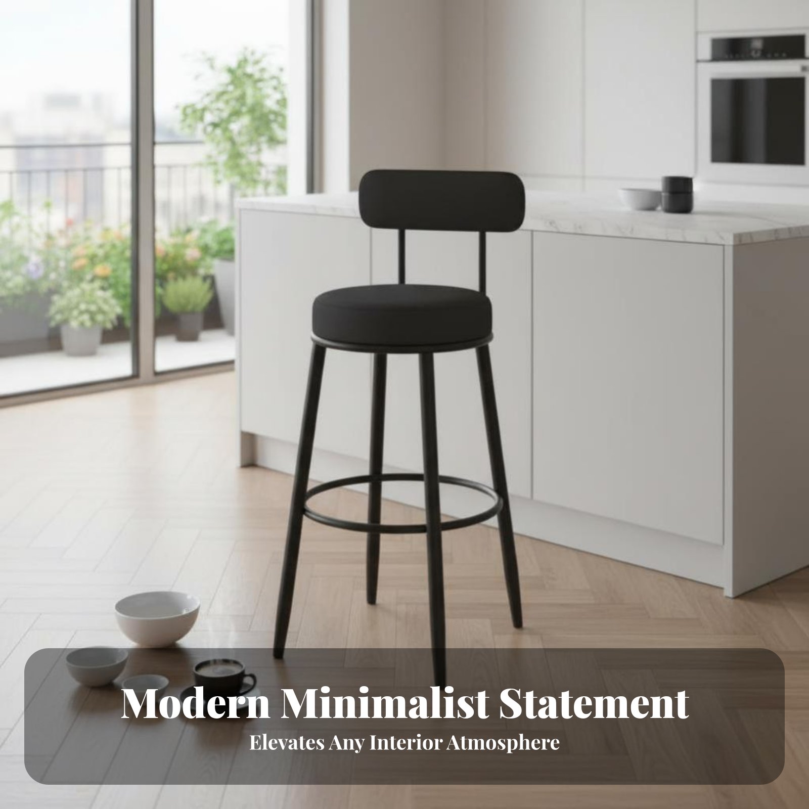 Upholstered Stool with Low Rea - Home Bar Seating のレビューと価格