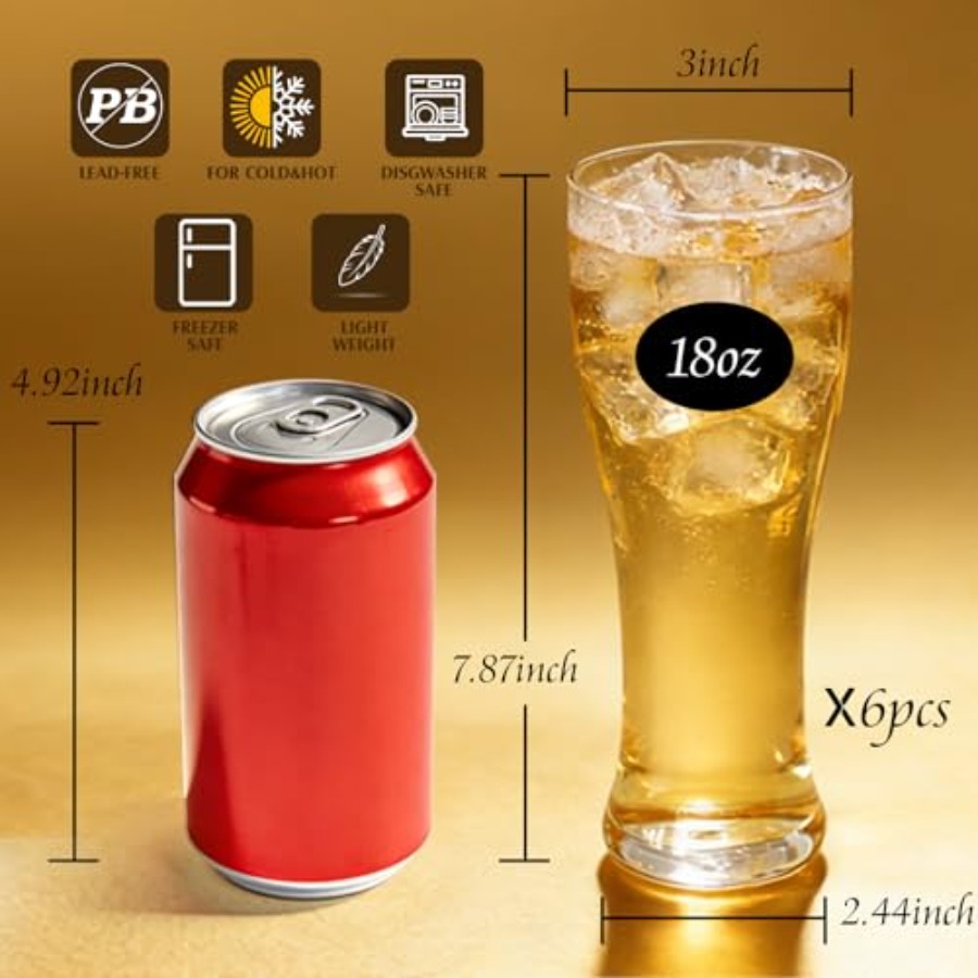 18 oz Pilsner Beer Glasses Set - Highball Glass Set のレビューと価格