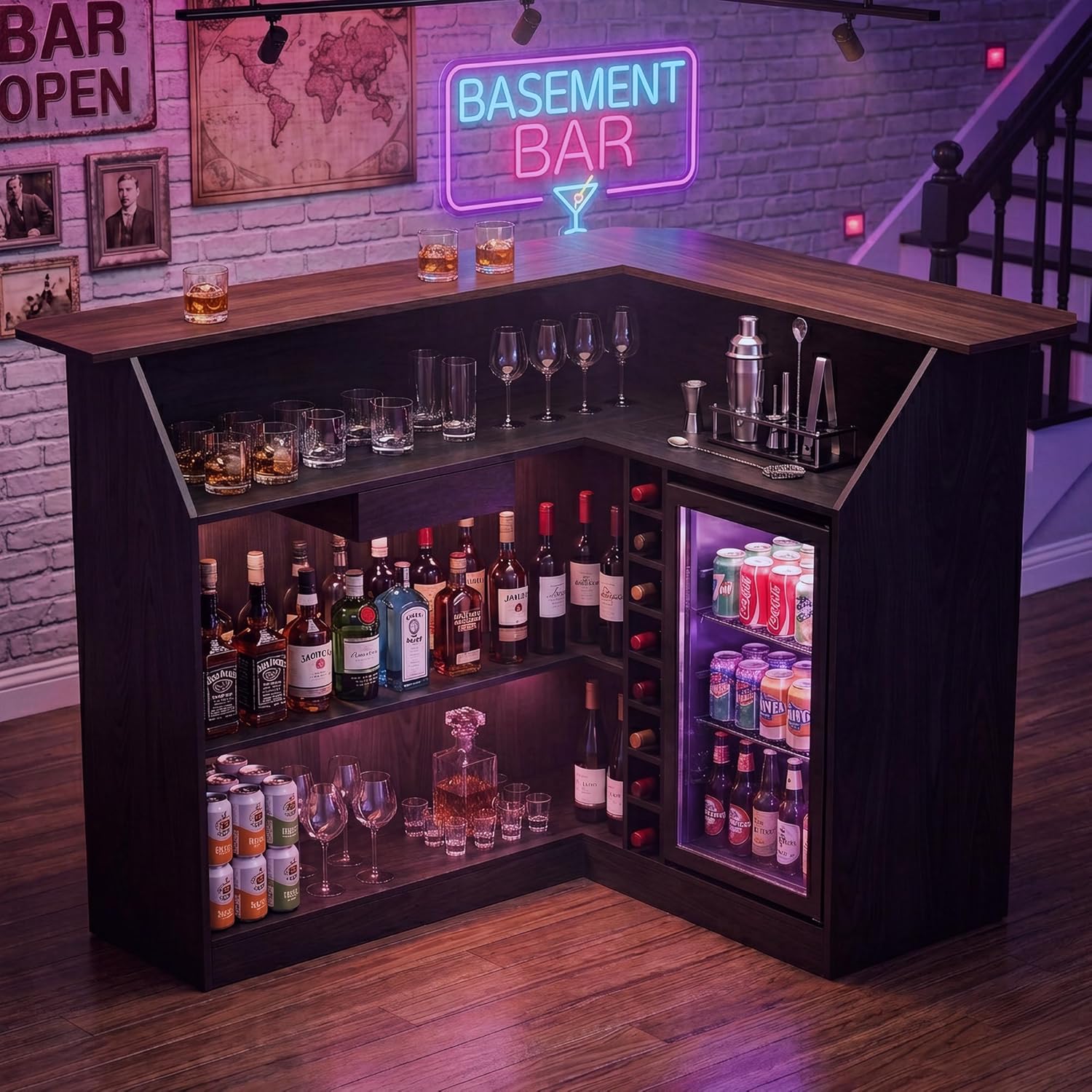 L Shaped Home Bar Unit With Fr - Home Bar And Fridge のレビューと価格