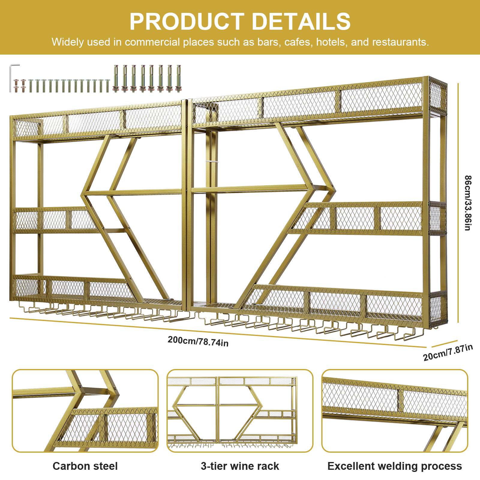 Metal Wine Storage Rack Wall M - Home Bar Shelf のレビューと価格