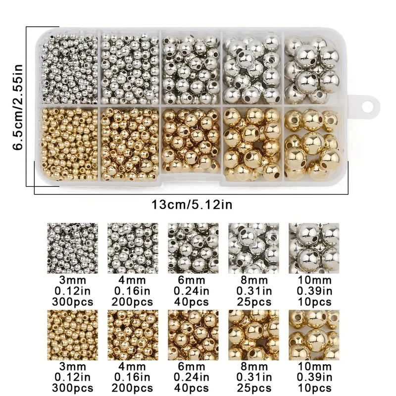 950PCS CCB 3/4/6/8/10MM Gold S - Bar Cart Gold のレビューと価格
