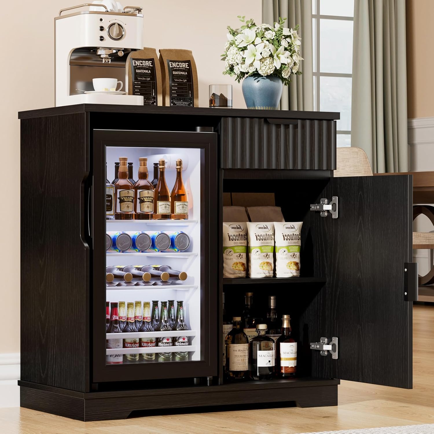 Fluted Coffee Bar Cabinet with - Home Bar And Fridge のレビューと価格