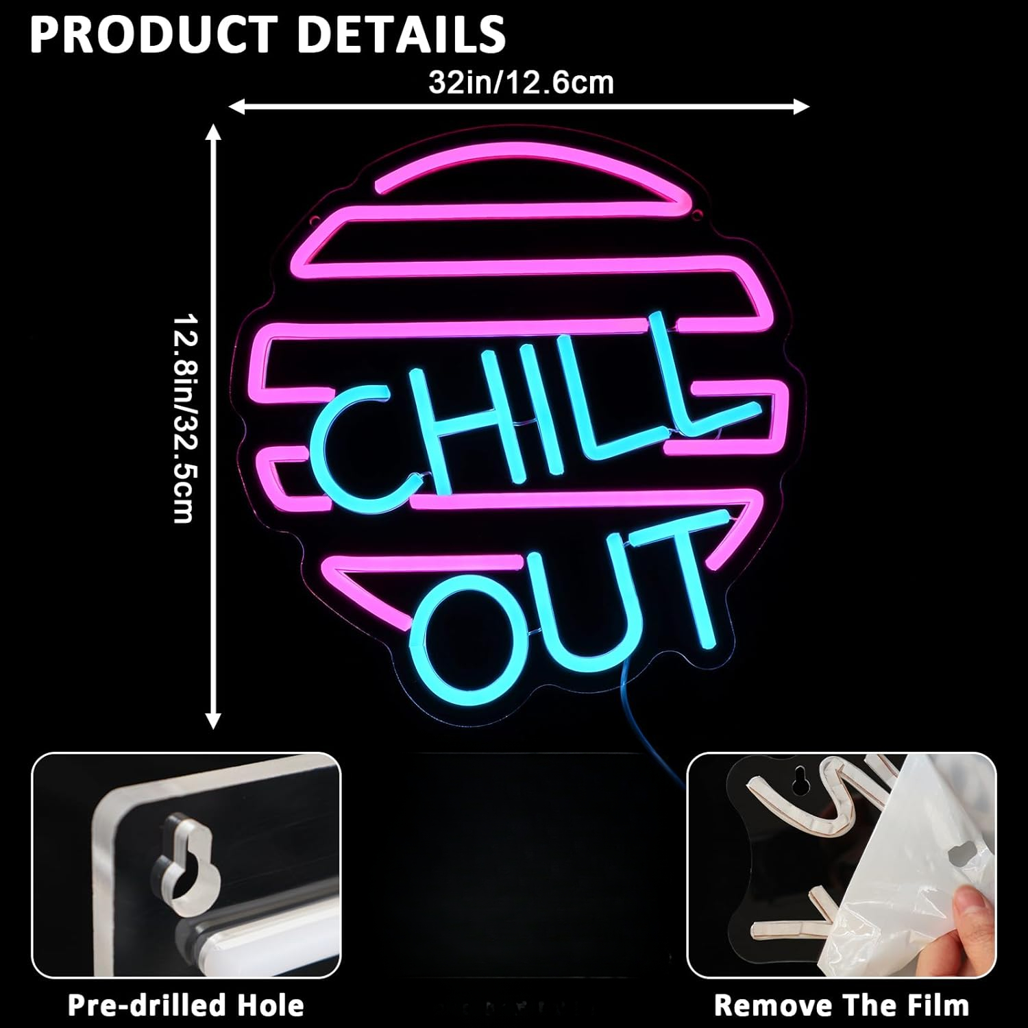 Chill Out Neon Sign for Wall D - Home Bar Lounge のレビューと価格