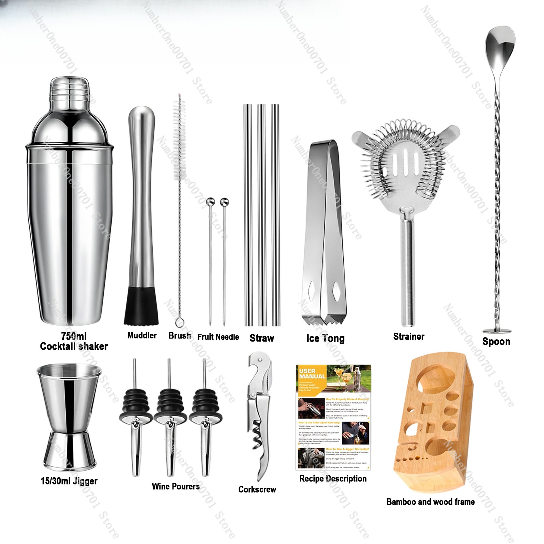 Stainless Steel Cocktail Shake - Boston Shaker Set のレビューと価格