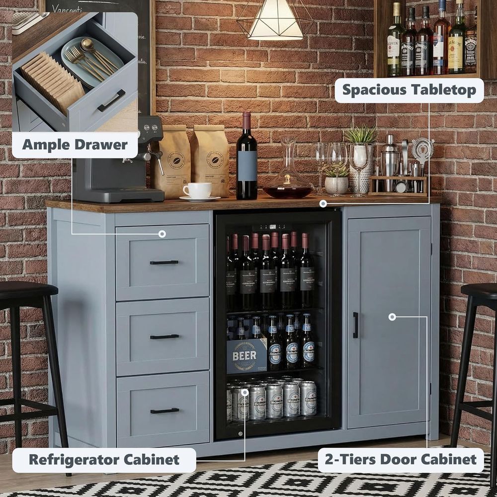 52-Inch Coffee Bar Cabinet wit - Home Bar And Fridge のレビューと価格