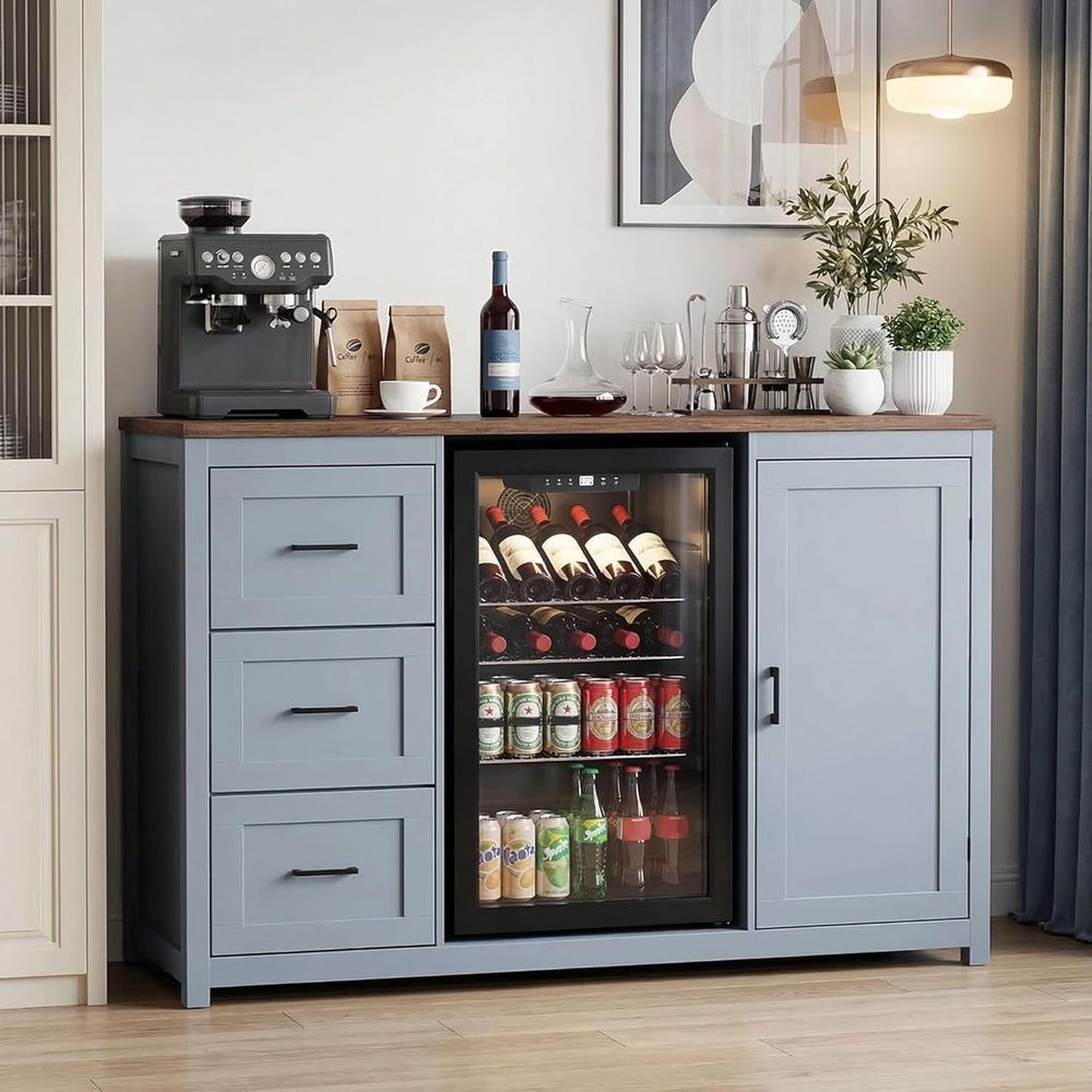 52-Inch Coffee Bar Cabinet wit - Home Bar And Fridge のレビューと価格