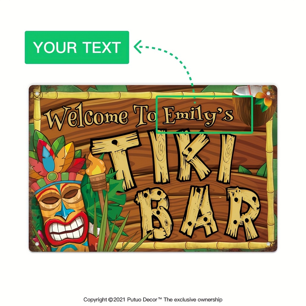 Custom  Decor Tiki Bar Sign, P - Home Bar Signs のレビューと価格