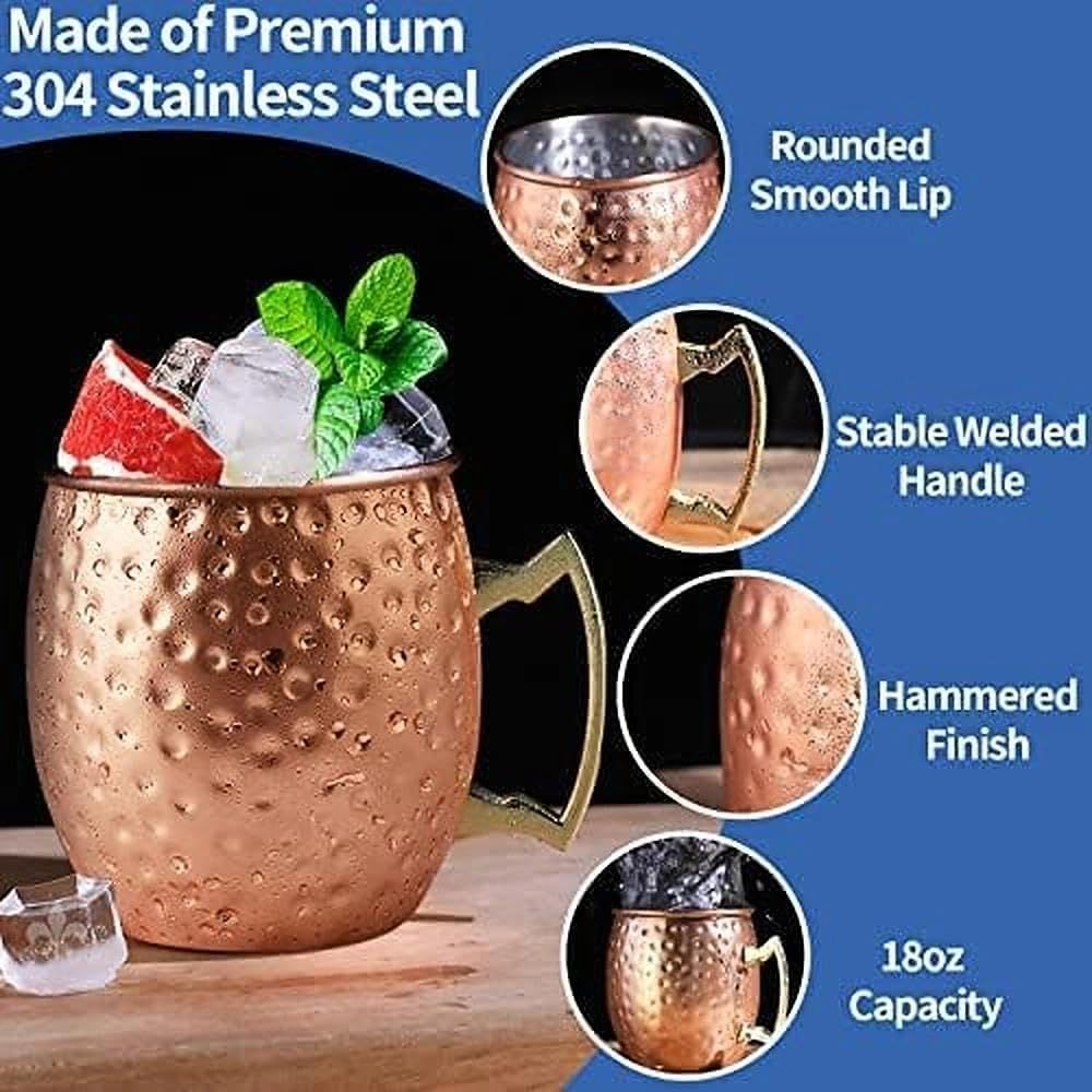 Moscow Mule Copper Mugs- Set o - Mule Copper Mug のレビューと価格