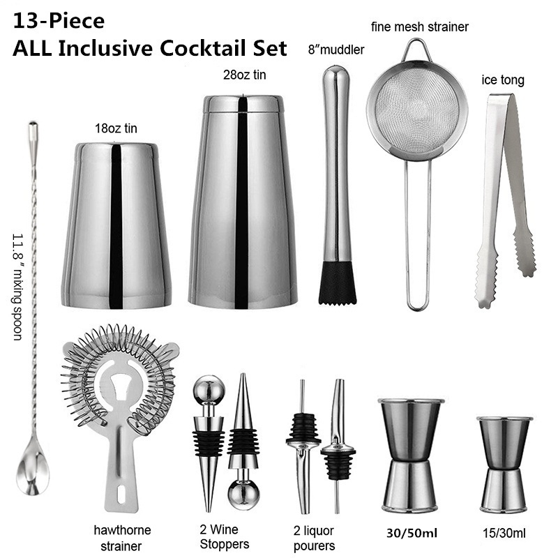 13Pcs/Set Stainless Steel Cock - Boston Shaker Set のレビューと価格