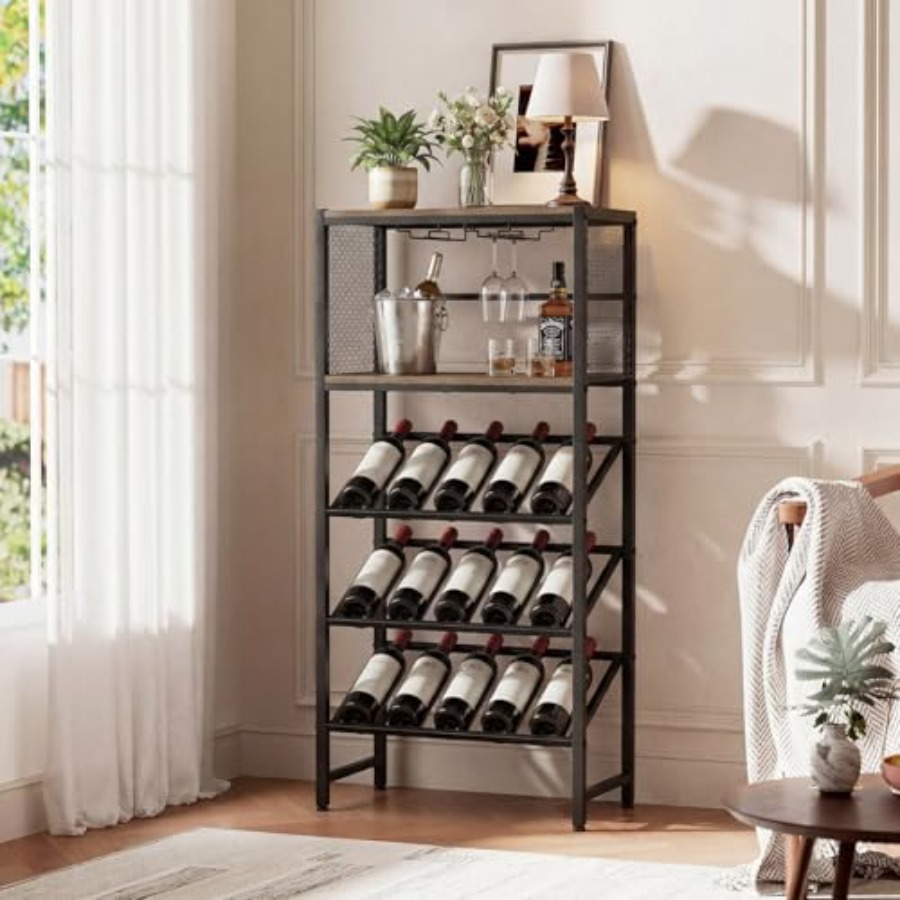 Corner Wine Rack with Glass Ho - Home Bar Shelf のレビューと価格