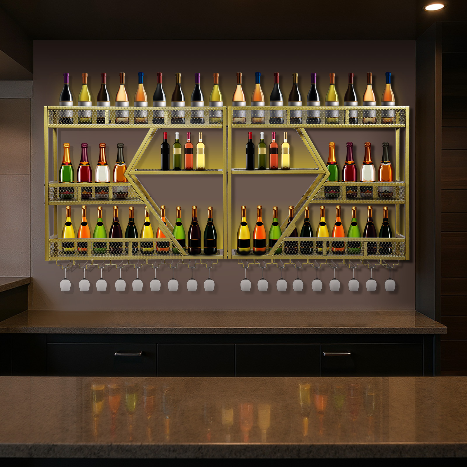 Metal Wine Bottles Storage Dis - Home Bar Shelf のレビューと価格