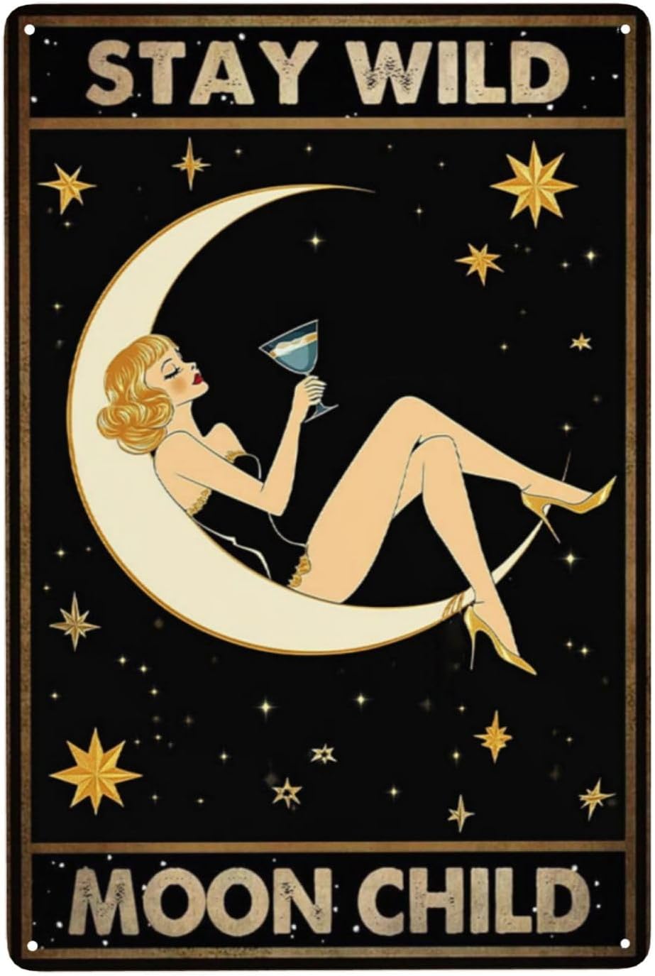 Stay Wild Moon Child Tin Sign  - Home Bar Lounge のレビューと価格