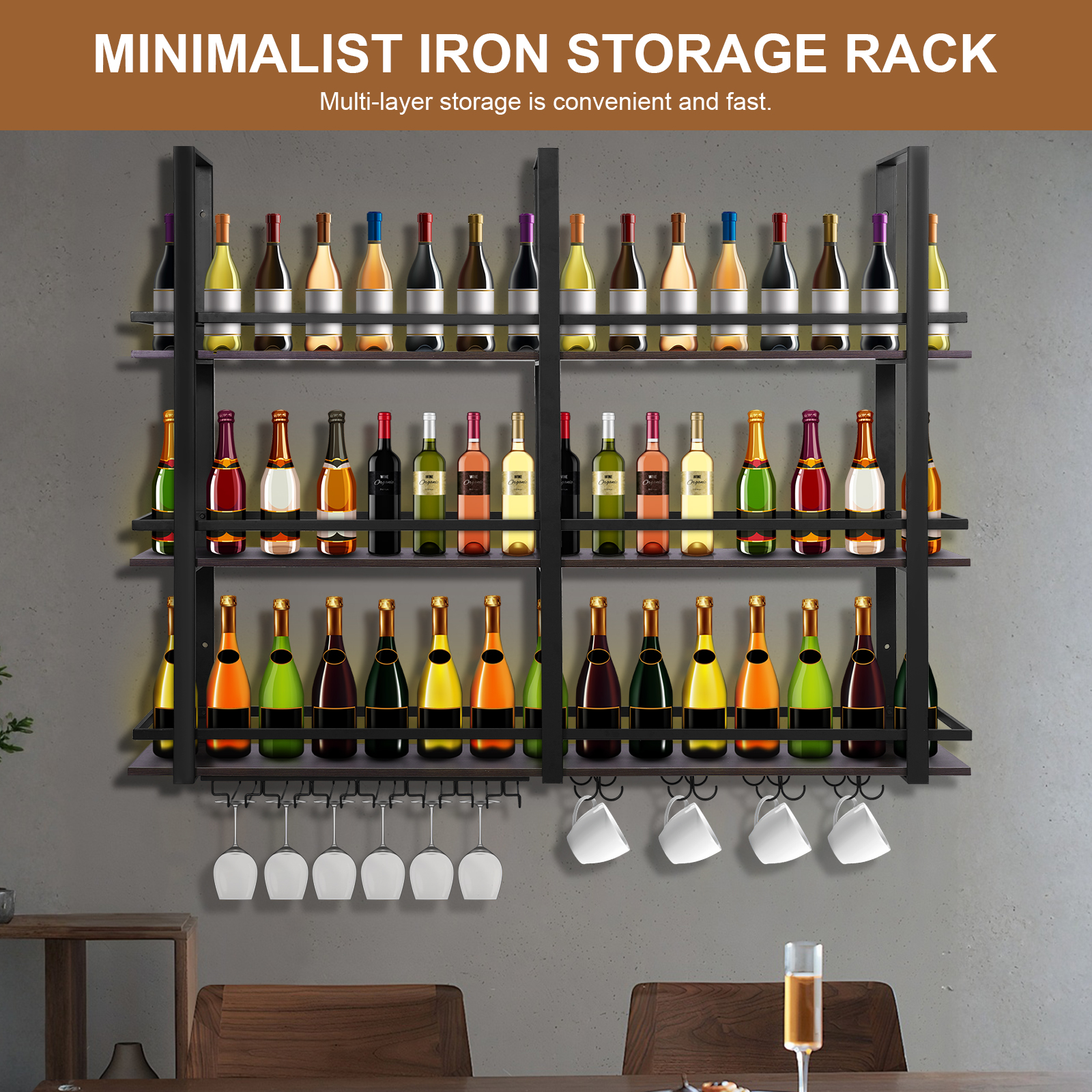 3Tier Wall Mounted Wine Rack B - Home Bar Shelf のレビューと価格