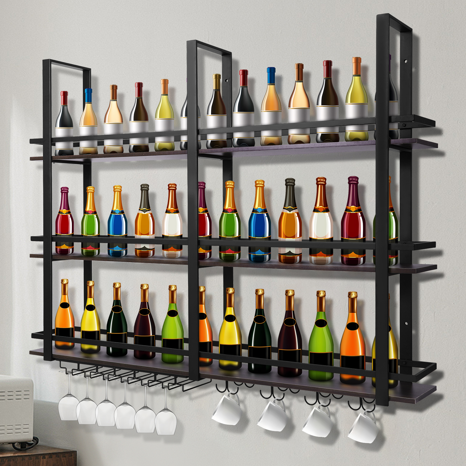 3Tier Wall Mounted Wine Rack B - Home Bar Shelf のレビューと価格