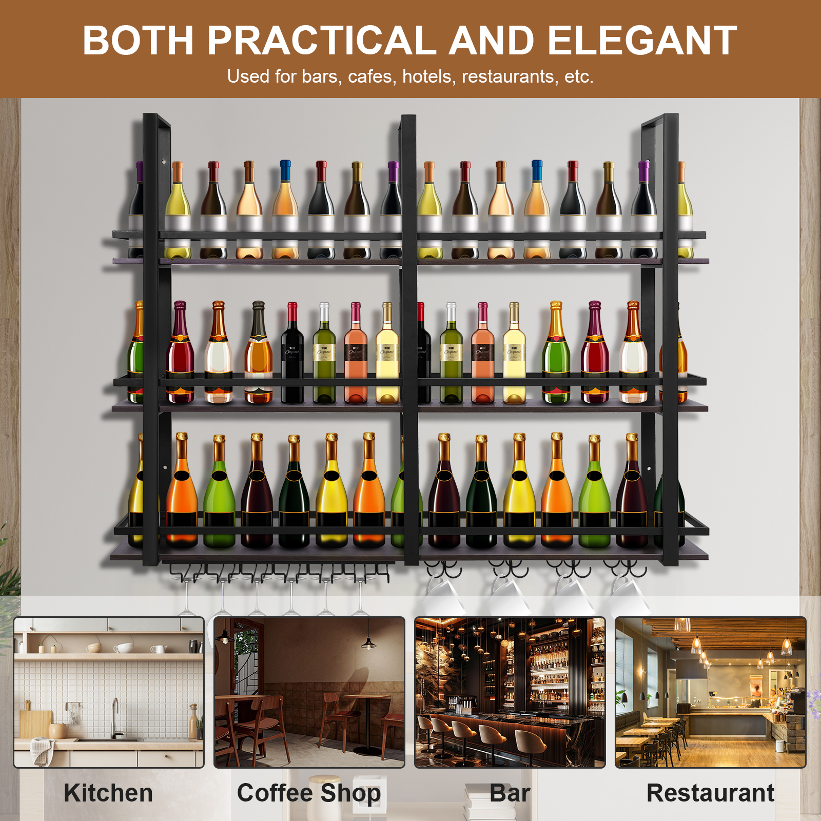 3Tier Wall Mounted Wine Rack B - Home Bar Shelf のレビューと価格