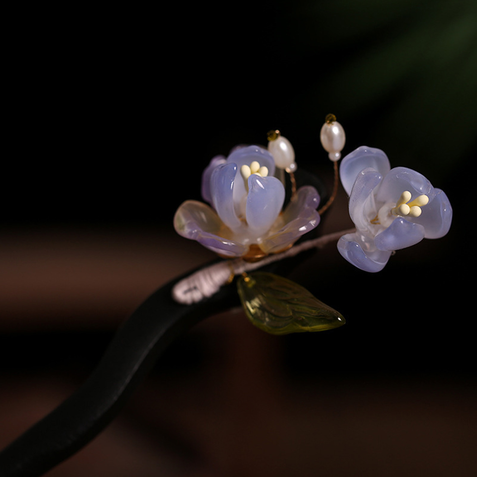 Vintage Wooden Flower Hairpin  - Old Fashioned Glass のレビューと価格