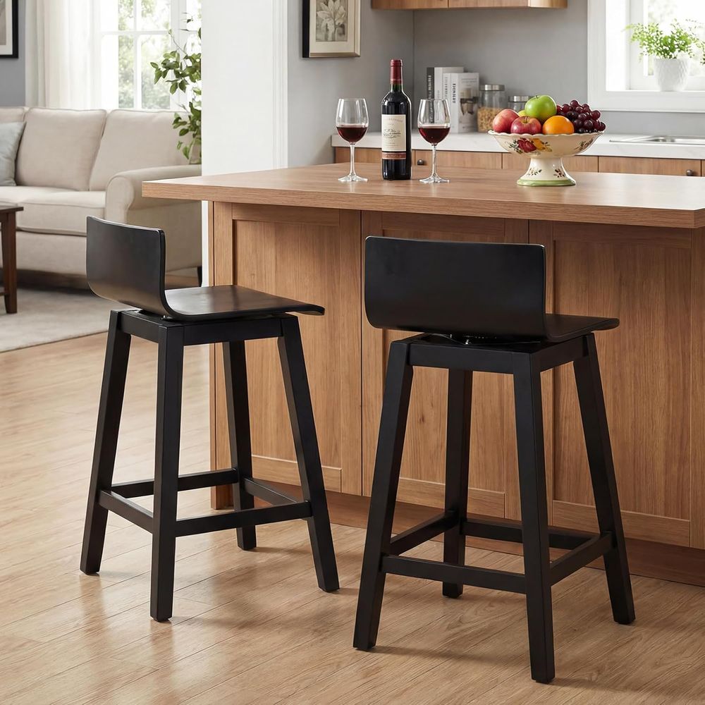 Swivel Solid Wood Bar Stools S - Home Bar And Counter のレビューと価格