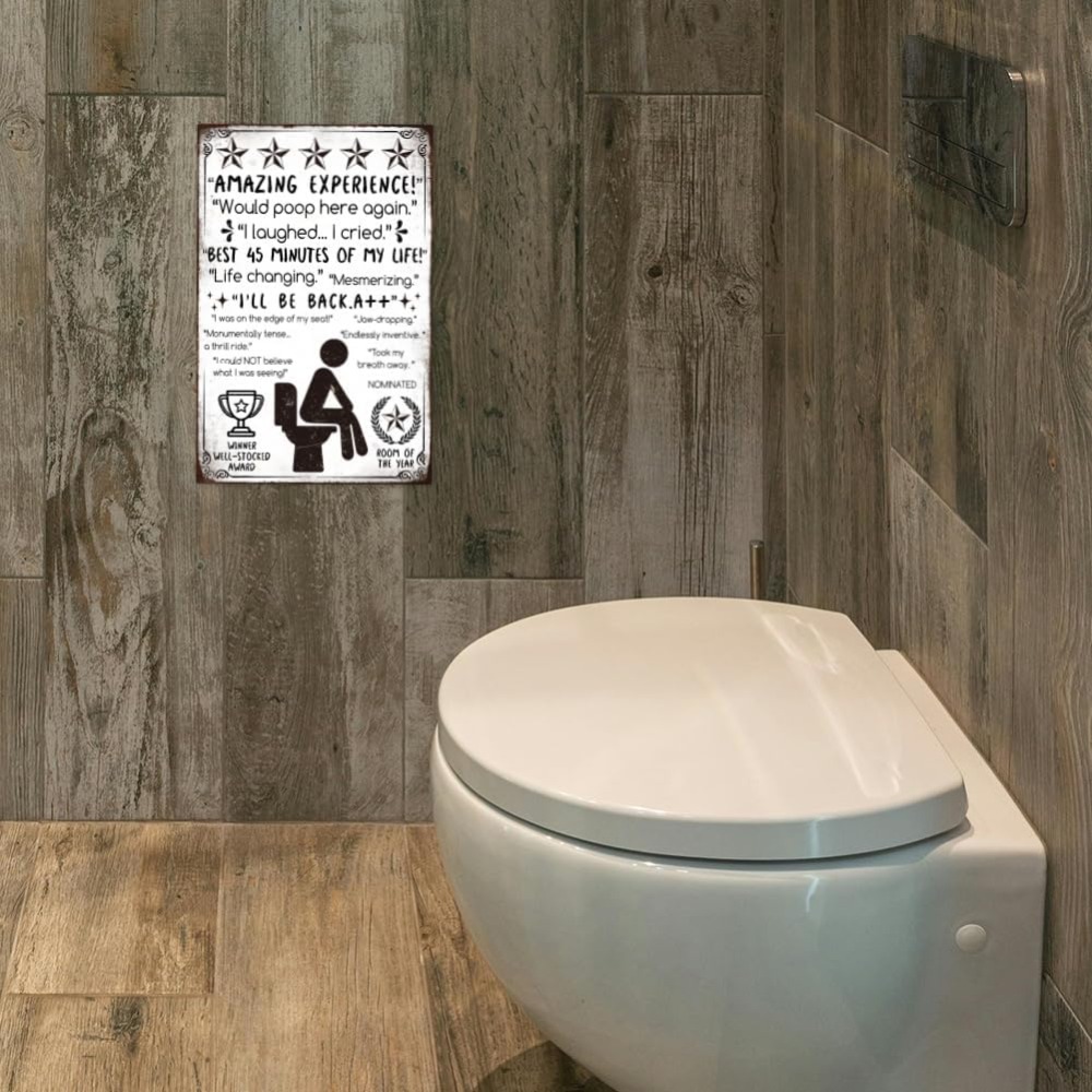 Funny Bathroom Metal Tin Sign  - Home Bar And Coffee のレビューと価格