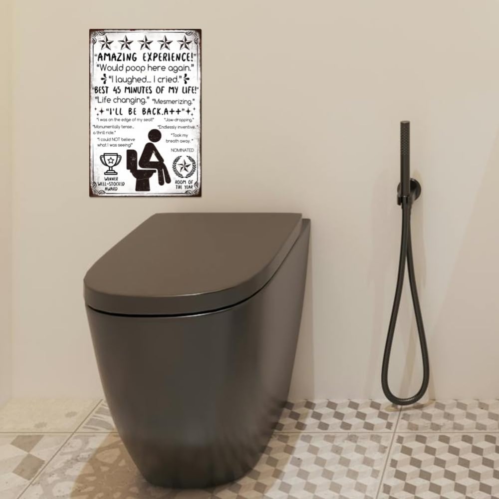 Funny Bathroom Metal Tin Sign  - Home Bar And Coffee のレビューと価格