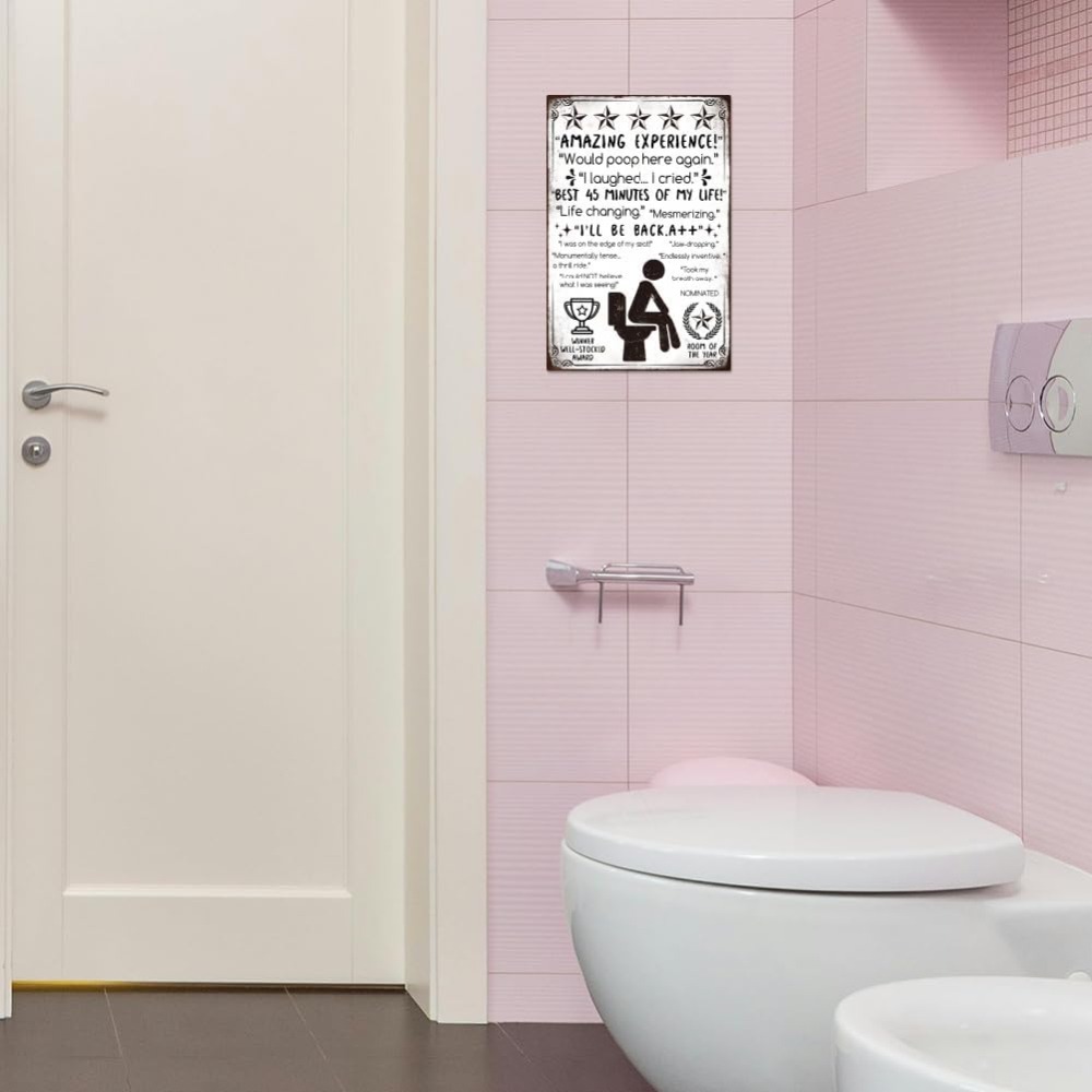 Funny Bathroom Metal Tin Sign  - Home Bar And Coffee のレビューと価格